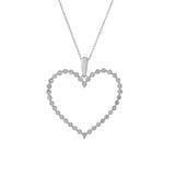 14KT White Gold Open Heart Diamond Pendant