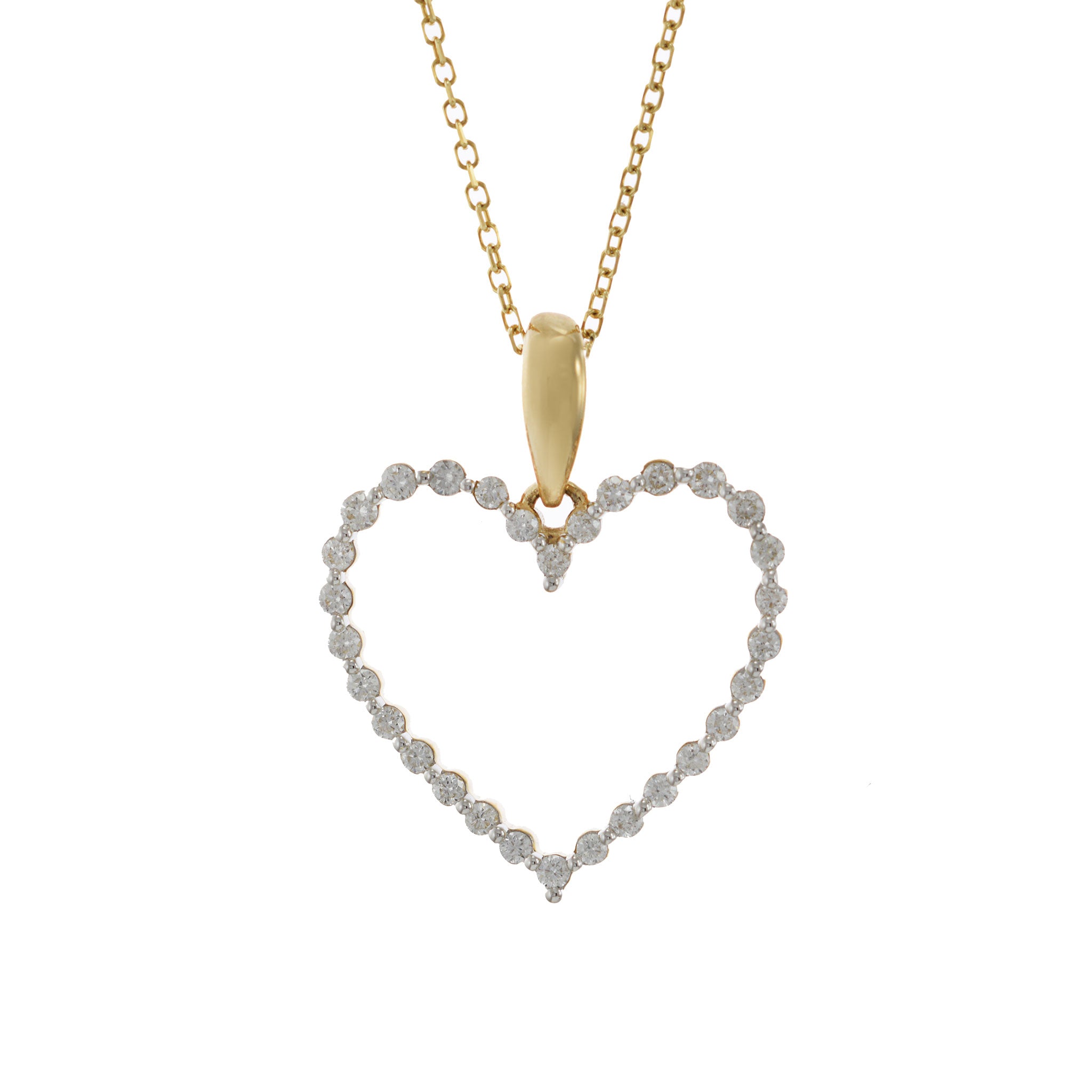 14KT Yellow Gold Open Heart Diamond Pendant