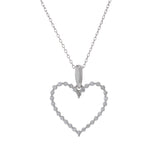 14KT White Gold Open Heart Diamond Pendant