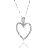 14KT White Gold Open Heart Diamond Pendant