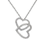 14KT White Gold Double Open Heart Diamond Pendant