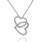 14KT White Gold Double Open Heart Diamond Pendant