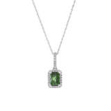 14KT White Gold Green Tourmaline And Diamond Pendant  Necklace