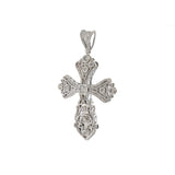 Vintage 14KT White Gold Round Cut Diamond Cross Pendant