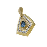 Vintage 1970s 14KT Yellow Gold Diamond And Blue Topaz Pendant