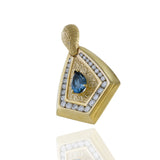 Vintage 1970s 14KT Yellow Gold Diamond And Blue Topaz Pendant