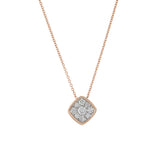 14KT Rose Gold Diamond Cushion Shaped Pendant