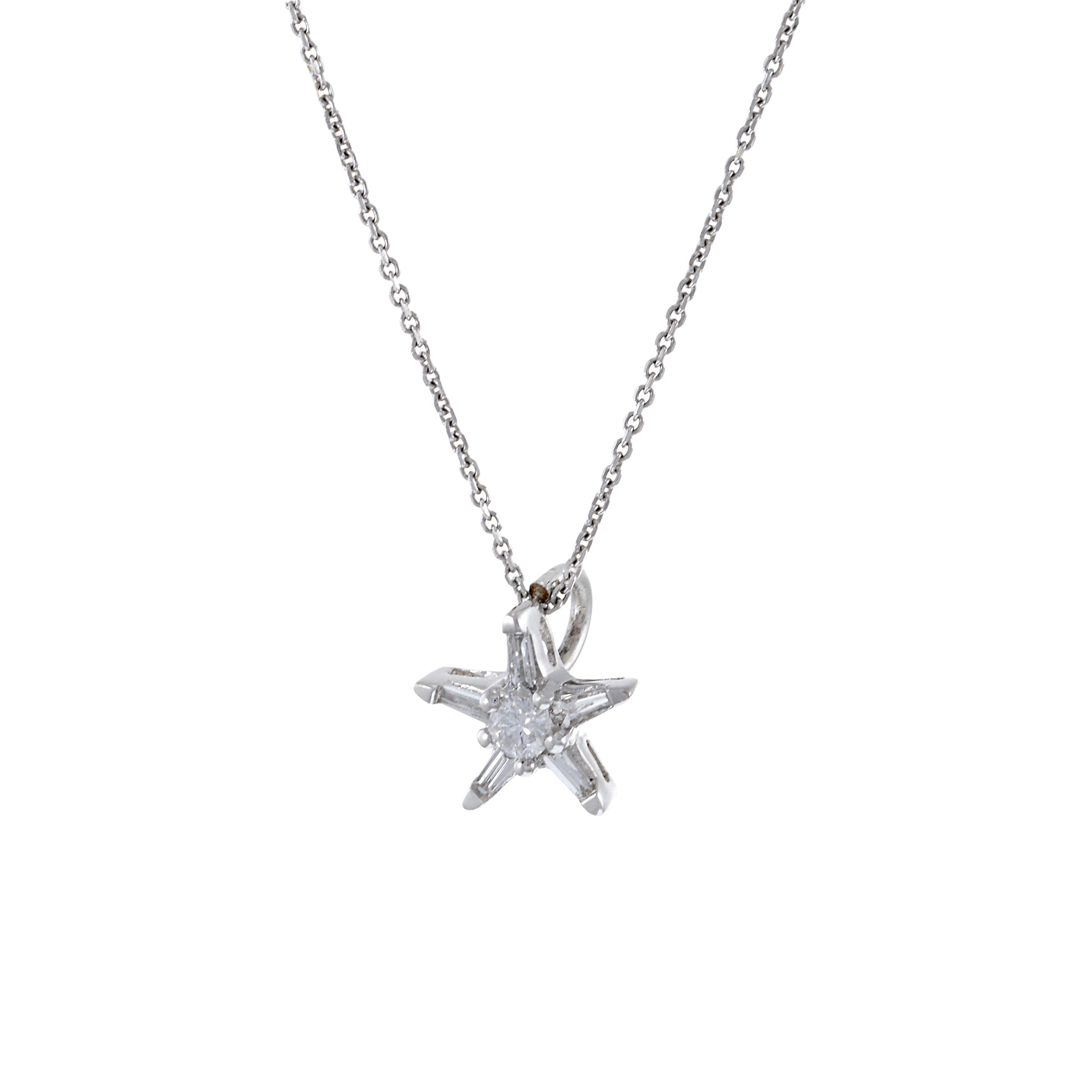 Estate 14KT White Gold Star Diamond Pendant/Charm