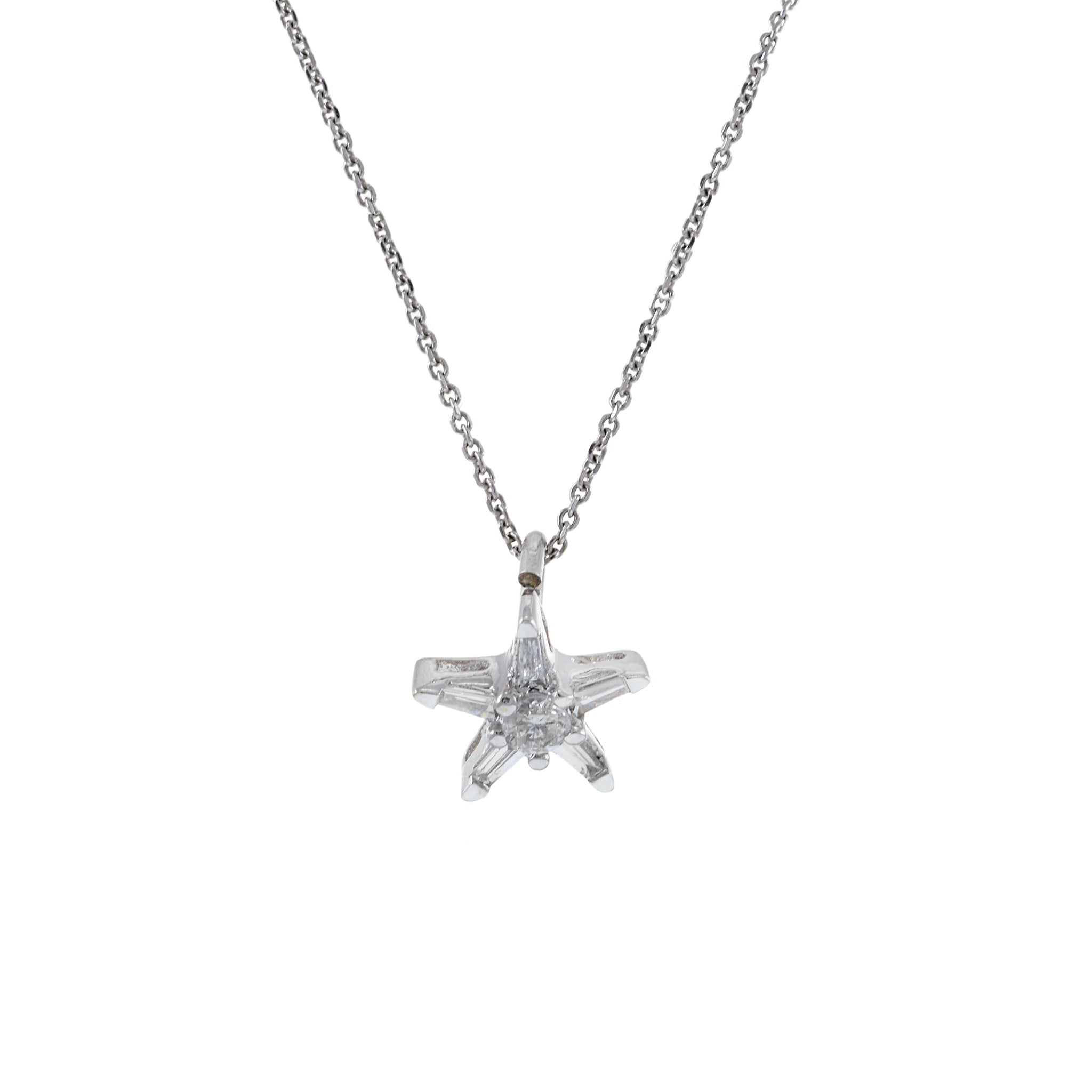 Estate 14KT White Gold Star Diamond Pendant/Charm