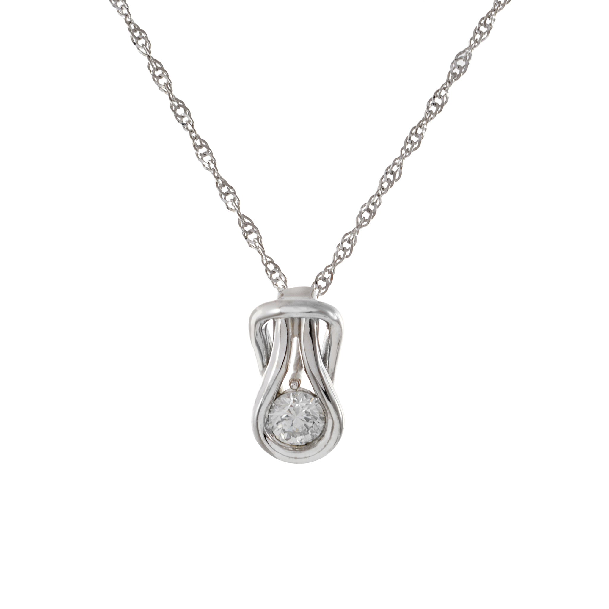 14KT White Gold Love Knot Diamond Pendant