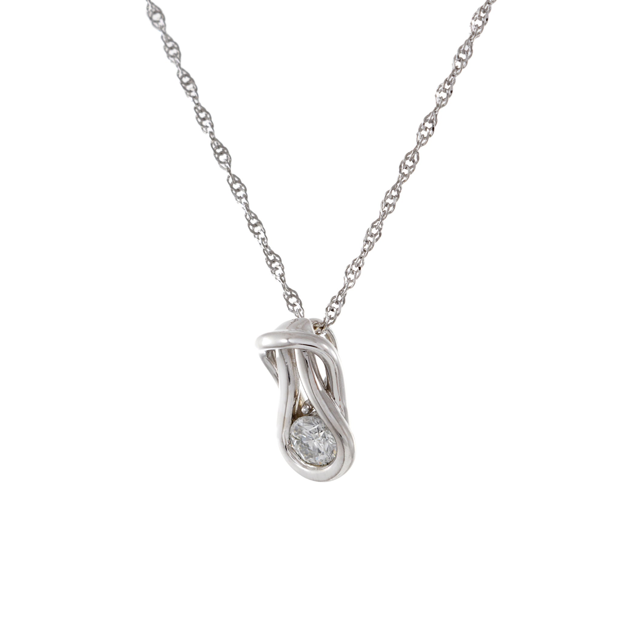 14KT White Gold Love Knot Diamond Pendant