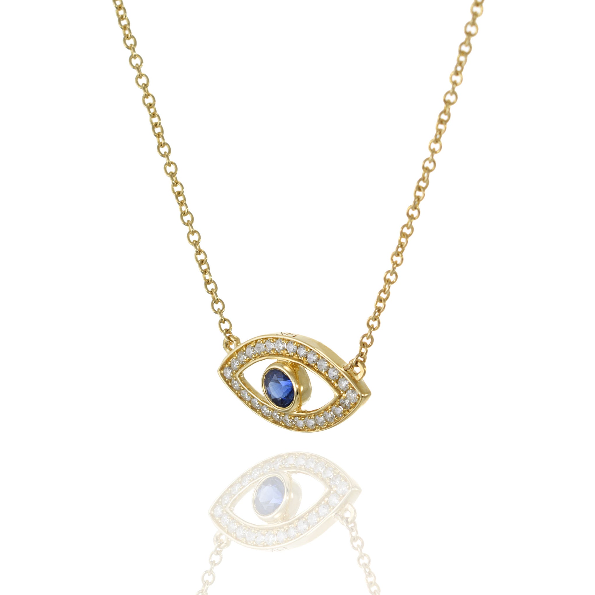 14KT Yellow Gold Diamond Eye Pendant