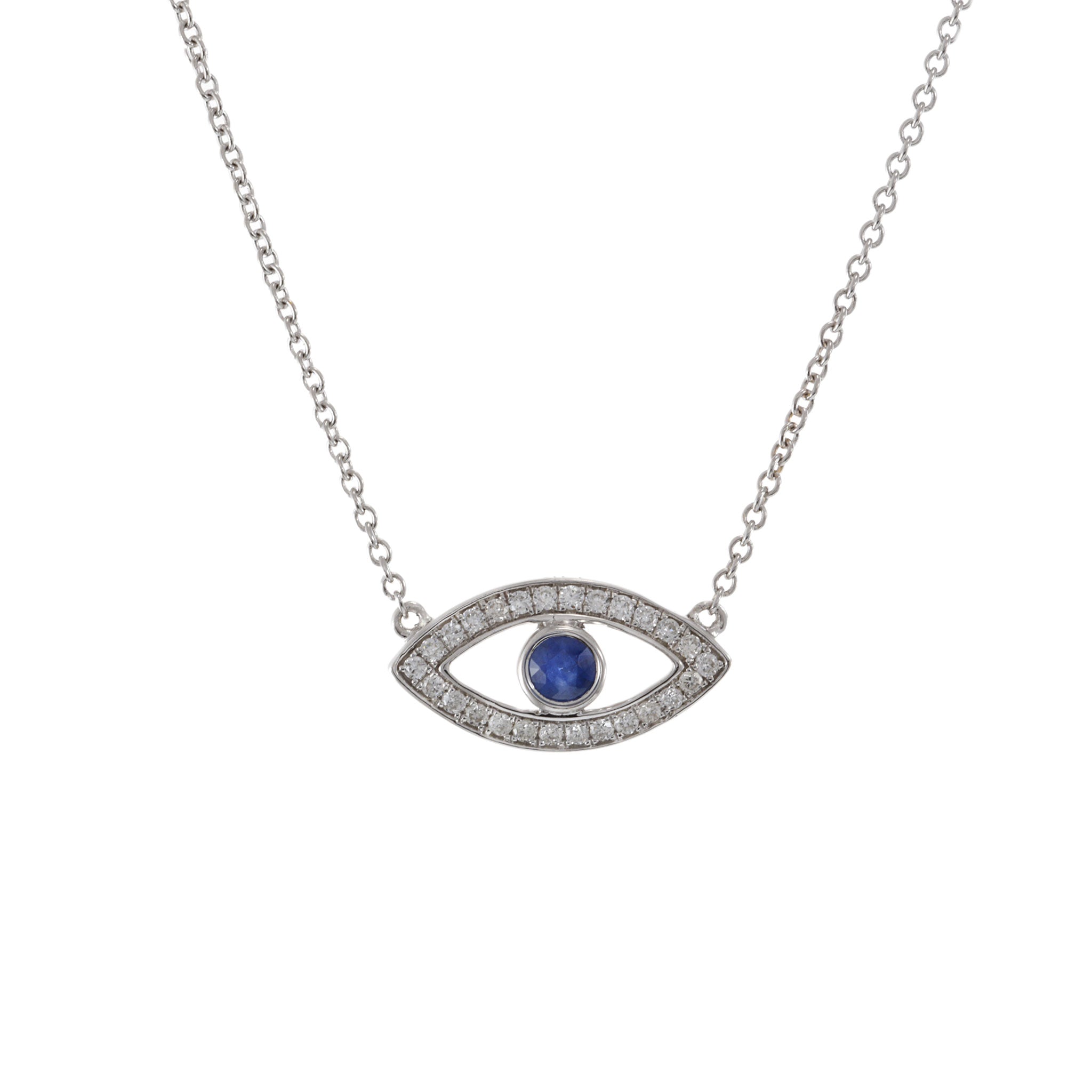 14KT White Gold Diamond Evil Eye Pendant