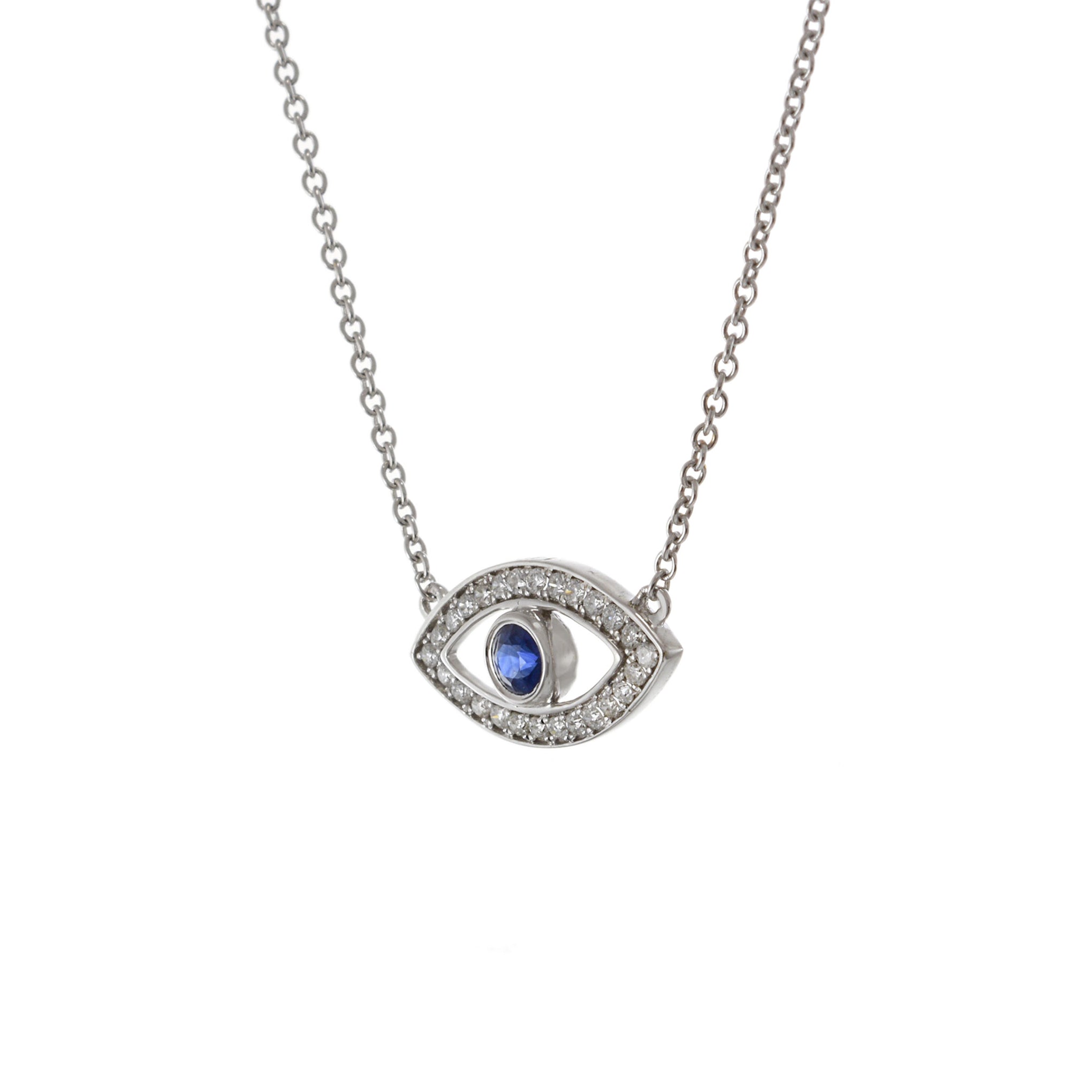 14KT White Gold Diamond Evil Eye Pendant