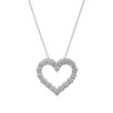 14KT White Gold Diamond Open Heart Pendant With Chain