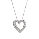 14KT White Gold Diamond Open Heart Pendant With Chain