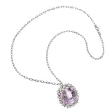 Estate Retro 14KT White Gold Kunzite and Diamond Pin/Pendant