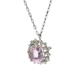 Estate Retro 14KT White Gold Kunzite and Diamond Pin/Pendant