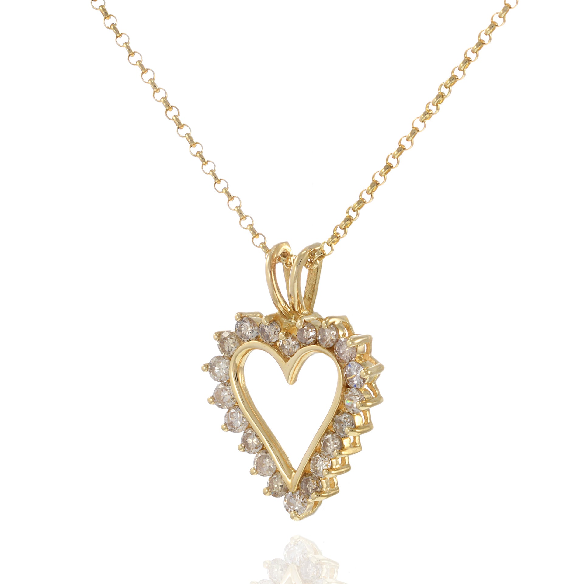 14KT Yellow Gold Heart-Shaped Diamond Pendant