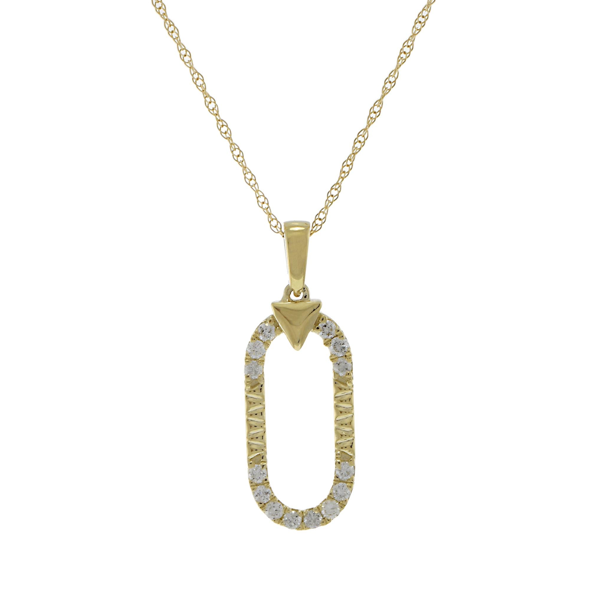 Oval Link Diamond Pendant Necklace in 14KT Yellow Gold