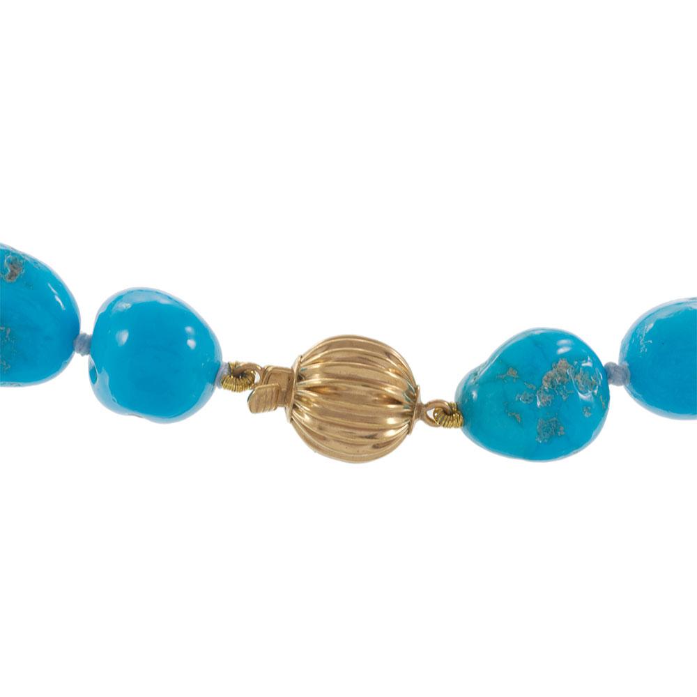Genuine Natural Sleeping Beauty Turquoise Nugget Bead Necklace