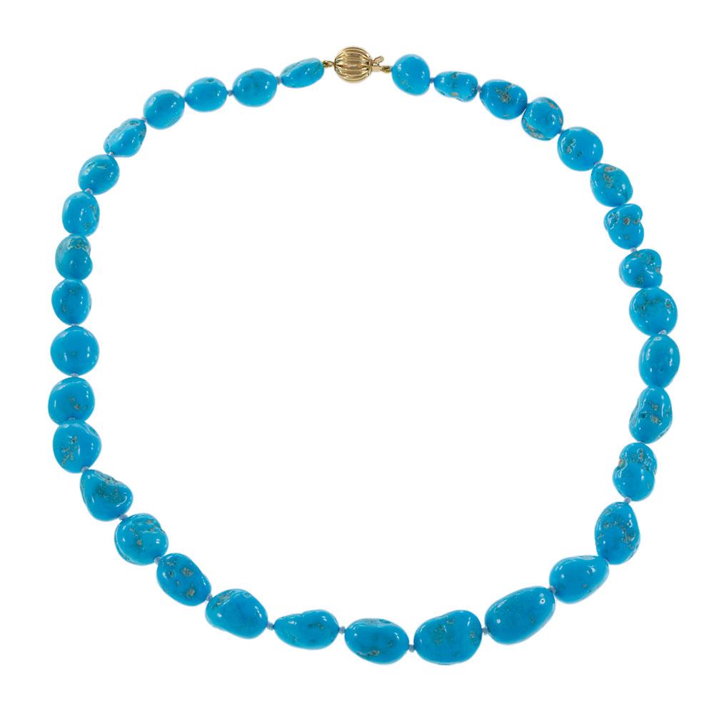 Genuine Natural Sleeping Beauty Turquoise Nugget Bead Necklace