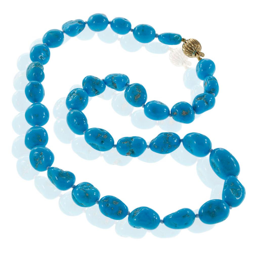 Genuine Natural Sleeping Beauty Turquoise Nugget Bead Necklace