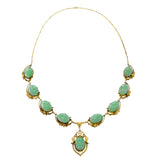 14KT Yellow Gold Retro Era Jade Bib Necklace