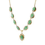 14KT Yellow Gold Retro Era Jade Bib Necklace