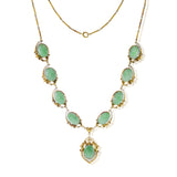 14KT Yellow Gold Retro Era Jade Bib Necklace