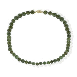 Vintage 10MM Jade Bead Necklace with 14KT Yellow Gold Clasp