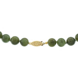 Vintage 10MM Jade Bead Necklace with 14KT Yellow Gold Clasp