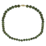 Vintage 10MM Jade Bead Necklace with 14KT Yellow Gold Clasp