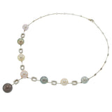 18KT White Gold Diamond and Tahitian Pearl Lariat Necklace