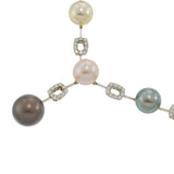 18KT White Gold Diamond and Tahitian Pearl Lariat Necklace