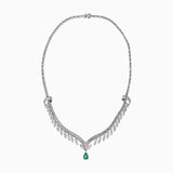 Estate Platinum Emerald And Diamond Drop Necklace