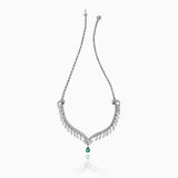 Estate Platinum Emerald And Diamond Drop Necklace