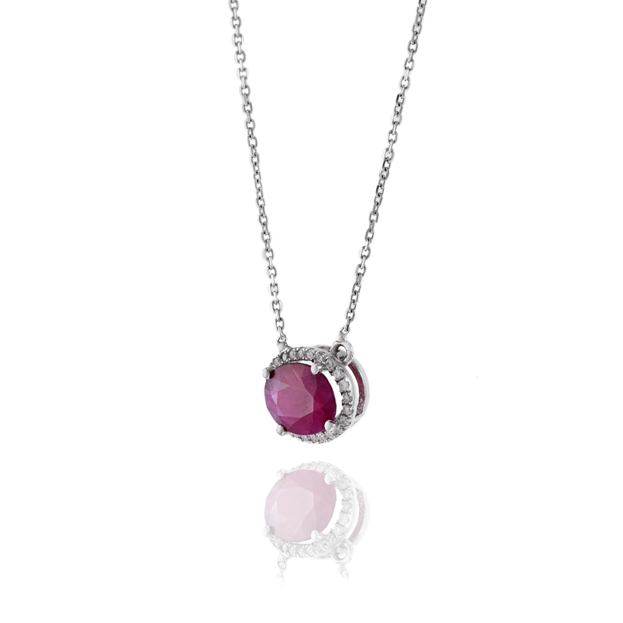 18KT White Gold Ruby and Diamond Necklace
