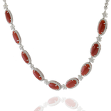 18KT White Gold Coral and Diamond Necklace