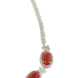 18KT White Gold Coral and Diamond Necklace