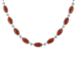 18KT White Gold Coral and Diamond Necklace