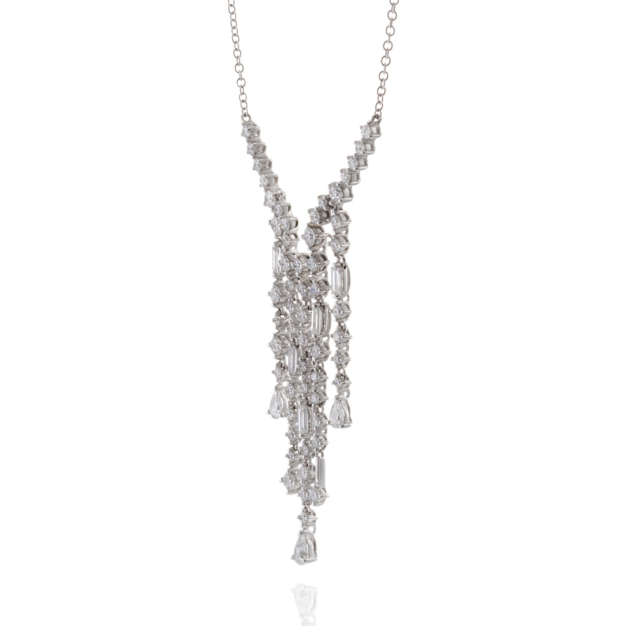 18KT White Gold Lariat Diamond Necklace