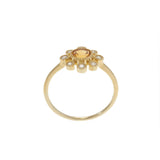14KT Yellow Gold Citrine and Diamond Milgrain Flower Ring