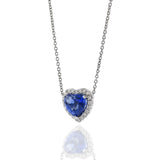 18KT White Gold Sapphire And Diamond Heart Shaped Necklace