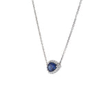 18KT White Gold Sapphire And Diamond Pear Shaped Pendant Necklace