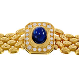 Estate Retro Italian 18KT Yellow Gold Diamond and Sapphire Link Necklace