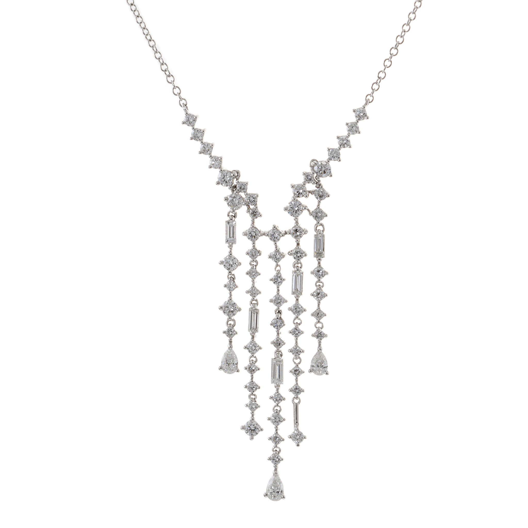 18KT White Gold Lariat Diamond Necklace