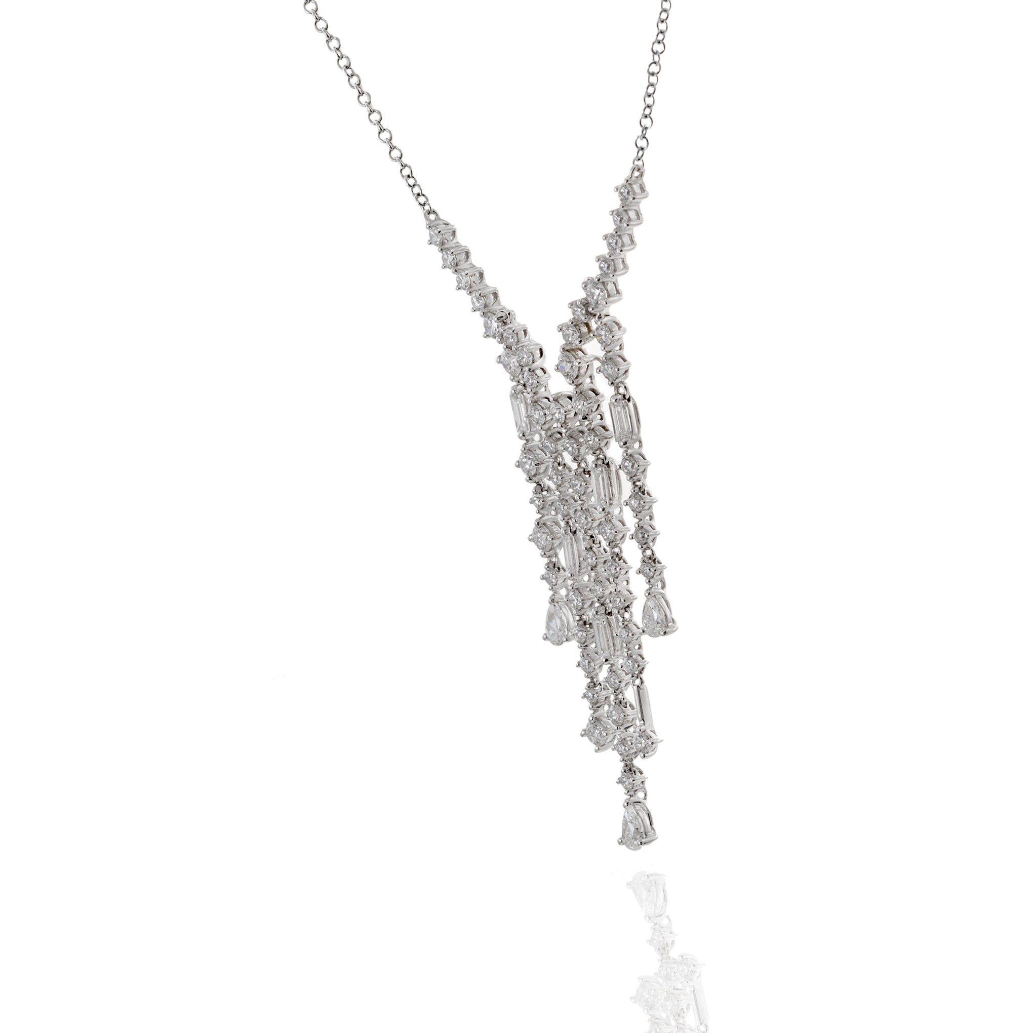 18KT White Gold Lariat Diamond Necklace