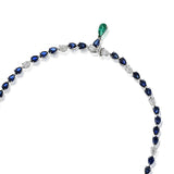 18KT White gold Sapphires, Emeralds and Diamonds Lariat Necklace