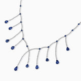 18KT White Gold Blue Sapphire And Diamond Necklace